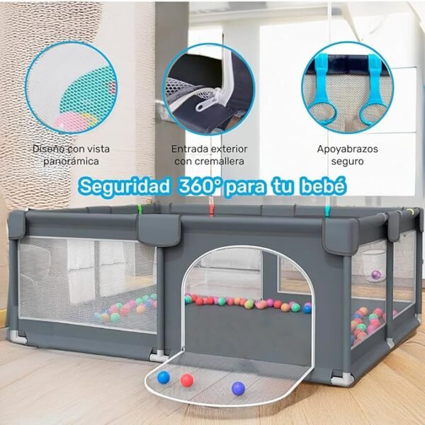 Corral para bebé con tapete de juegos y pelotas de plástico