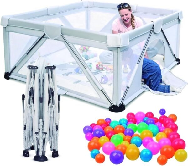 Corral para bebé para interiores y exteriores con pelotas de plástico
