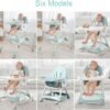 Silla mecedora con babero, vaso entrenador y plato de comida